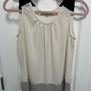LOFT Womens petite XS XSP Tank Top Pullover Sheer White black Gray Colorblock